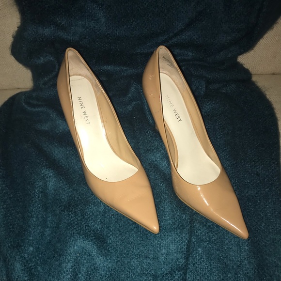 Nine West Shoes - Nine West Nude Patten Leather Heels